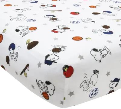 Bedtime Originals Snoopy Sports 3-Piece Crib Bedding Set - Blue, Red, Gray