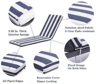 2 Pieces Set Outdoor Lounge Chair Cushion Replacement Patio Furniture Seat Cushion Chaise Lounge