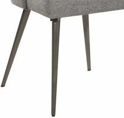 Textured Fabric Upholstered Metal Frame Dining Chair, Set of 2, Gray-Benzara