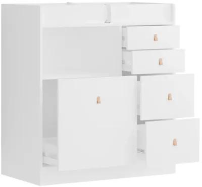 White 5-Drawers 33.5 in. Width Dresser, Kids Low Dresser, Changing Table with Shelf