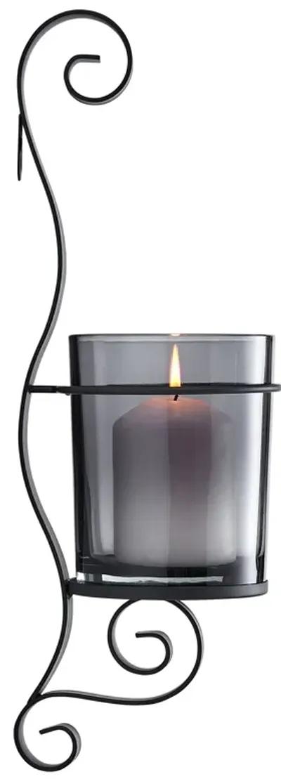 Danya B. Vintage Black Wall Sconce Candle Holder Set (2) with Smoke Glass Hurricanes