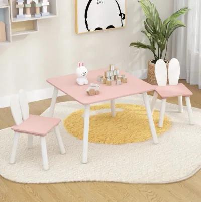 3 Pieces Kids Table and Chairs Set for Arts Crafts Snack Time