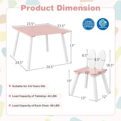 3 Pieces Kids Table and Chairs Set for Arts Crafts Snack Time