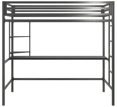 Maxwell Metal Loft Bed with Desk & Shelves