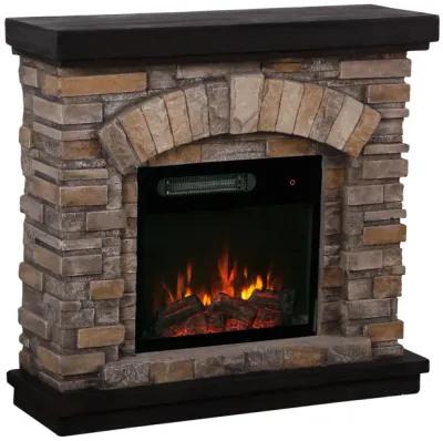 FESTIVO 36" Faux Stone Freestanding Electric Fireplace w/ Remote Control