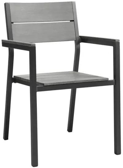 Modway Maine Aluminum Outdoor Patio Arm Chair in Brown Gray