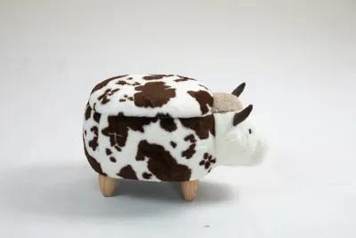 White and Brown Cow Animal Storage Ottoman