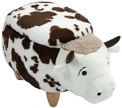 White and Brown Cow Animal Storage Ottoman