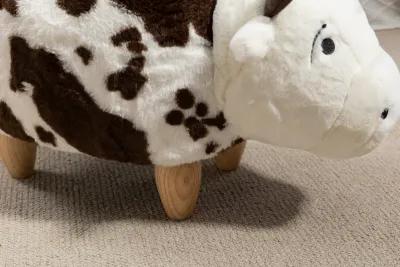 White and Brown Cow Animal Storage Ottoman