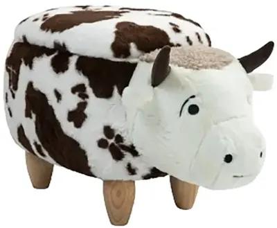 White and Brown Cow Animal Storage Ottoman