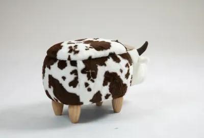 White and Brown Cow Animal Storage Ottoman