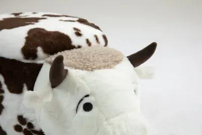 White and Brown Cow Animal Storage Ottoman