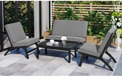 Acacia Wood Outdoor Sofa Set with V-Shaped Seats