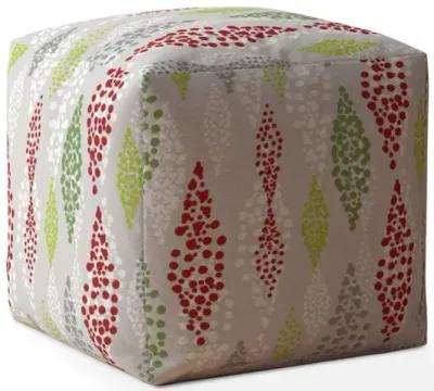 Homezia 17" Green And Red Cotton Polka Dots Pouf Ottoman