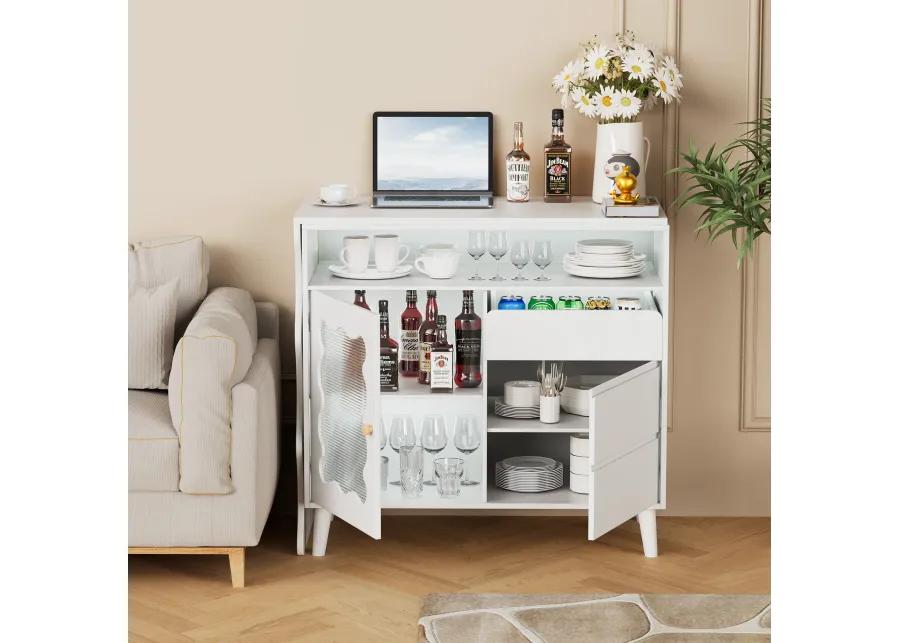 Merax 41"-79" Cloud Wave Extendable Sofa Bar Table Cabinet