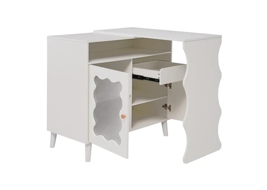 Merax 41"-79" Cloud Wave Extendable Sofa Bar Table Cabinet