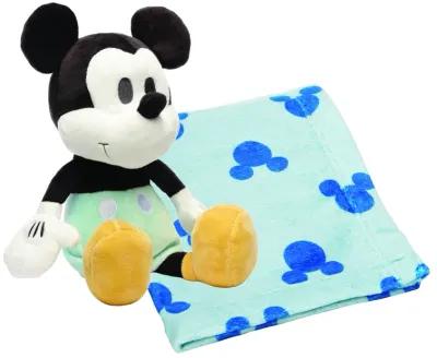 Lambs & Ivy Disney Baby Mickey Mouse Blanket & Plush Baby Gift Set - Blue