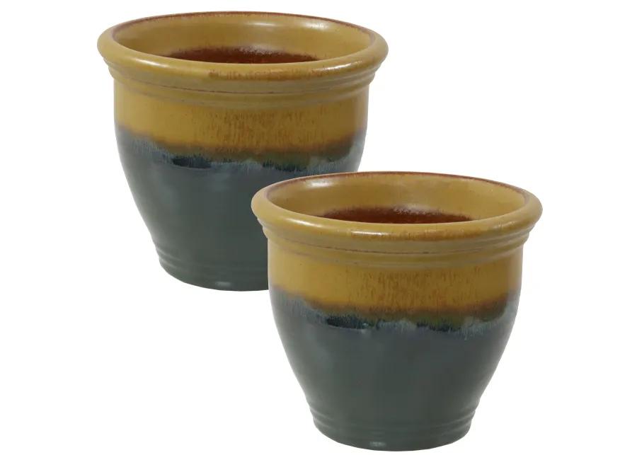 Sunnydaze Studio Glaze Ceramic Planter  - Set of 2