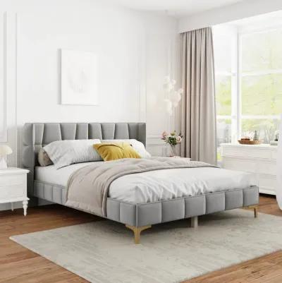 Merax Upholstered Velvet Platform Bed