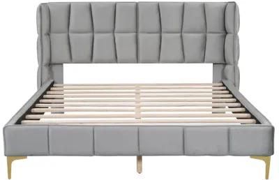 Merax Upholstered Velvet Platform Bed