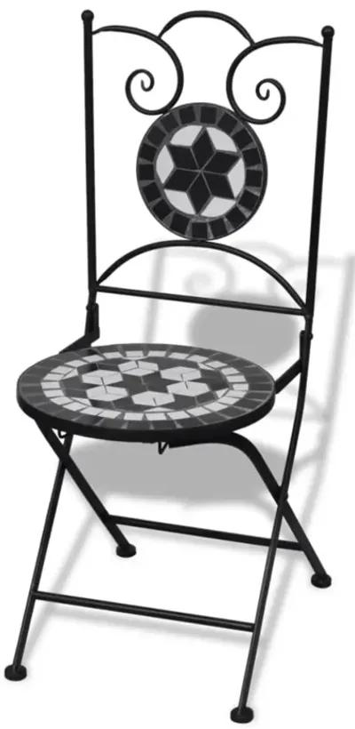 vidaXL Folding Bistro Chairs 2 pcs Ceramic Black and White