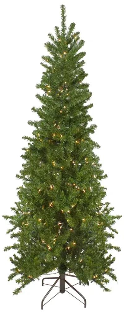 7.5' Pre-Lit Pencil Canadian Pine Artificial Christmas Tree - Clear Lights