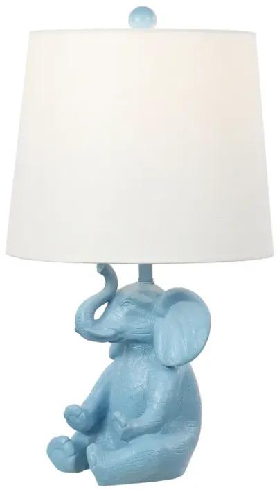 Kairi 21" Modern Shabby Chic Resin/Iron Happy Elephant LED Kids' Table Lamp with Phone Stand, Blue