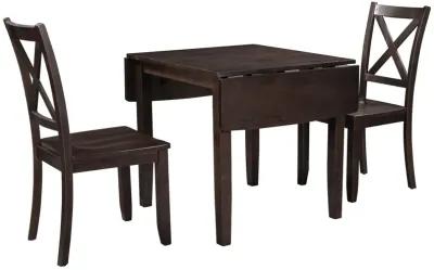 MONDAWE 3-Piece Wood Drop Leaf Breakfast Nook Dining Table Set with 2 X-back Chairs for Small Places,Dining Room,Kitchen