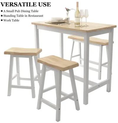 4-Person Wood Dining Set with Bench & Stools