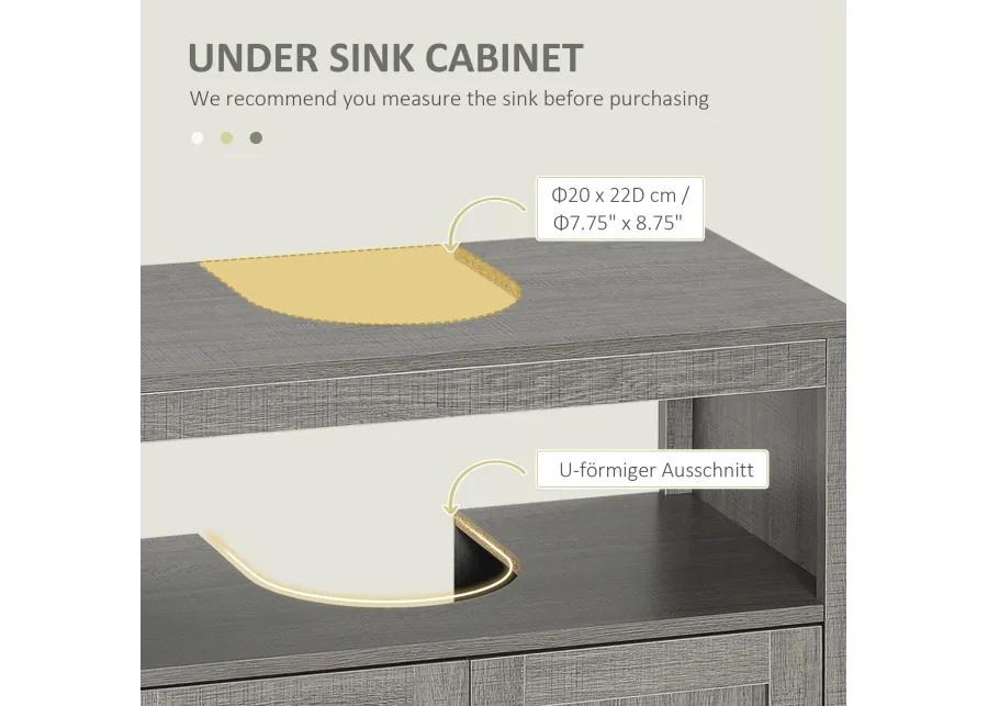 Gray Bathroom Vanity: Under Sink Storage Cabinet with 2 Doors & Shelf