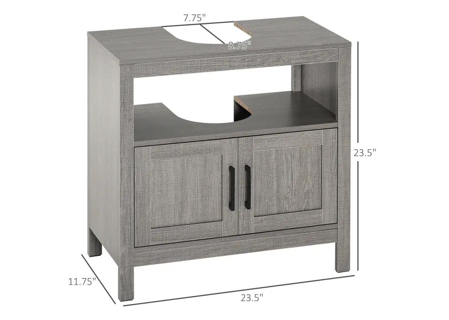 Gray Bathroom Vanity: Under Sink Storage Cabinet with 2 Doors & Shelf