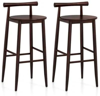 Hivvago Wooden Bar Chair Set of 2 with Backrest and Footrest for Home Restaurant Cafe