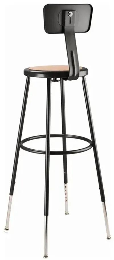 NPS® 32 -39" Height Adjustable Heavy Duty Steel Stool With Backrest, Black