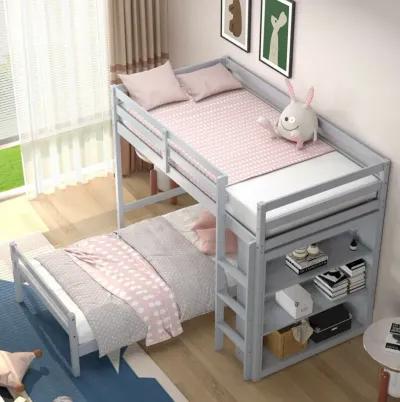 Twin Over Twin Loft Bunk Bed with Bookcase