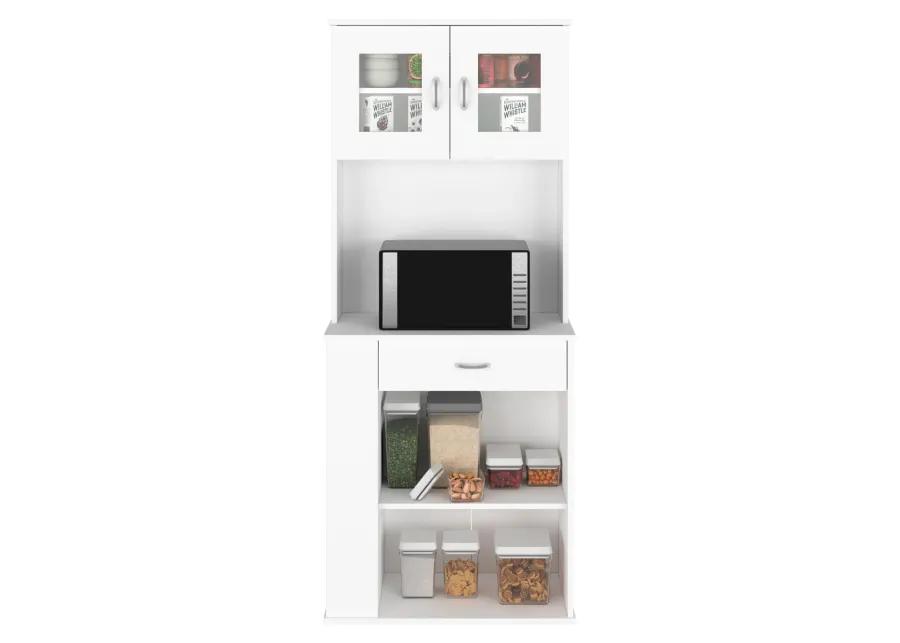 DEPOT E-SHOP Pantry Cabinet 67" H, Two Doors, One Drawer, Two Open Storage Shelves, Two Internal Shelves, Three Open Side Storage Shelves, White