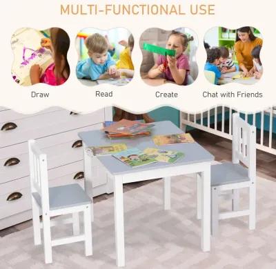 Gray Kids' Activity Set: 3-Piece Table and Chairs for Arts and Crafts