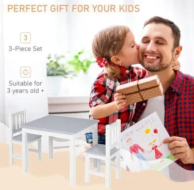 Gray Kids' Activity Set: 3-Piece Table and Chairs for Arts and Crafts