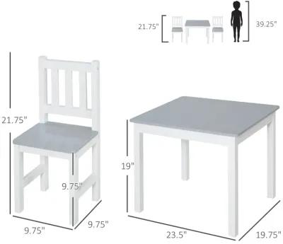 Gray Kids' Activity Set: 3-Piece Table and Chairs for Arts and Crafts