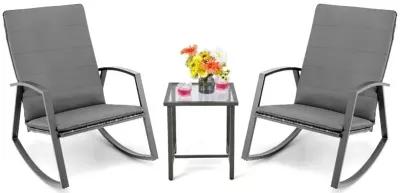 3 Pieces Patio Rattan Rocking Furniture Set