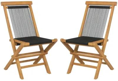 2 Piece Indonesia Teak Patio Folding Chairs with Woven Rope Seat and Back for Porch Backyard Poolside