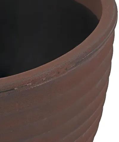 Sunnydaze 16 in Ribbed Polyresin Outdoor Planter - Rust