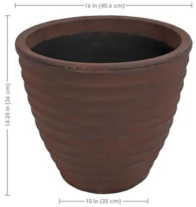 Sunnydaze 16 in Ribbed Polyresin Outdoor Planter - Rust