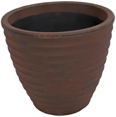 Sunnydaze 16 in Ribbed Polyresin Outdoor Planter - Rust