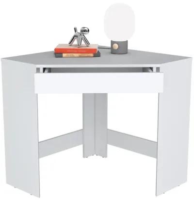 Amity Corner Desk with Spacious Drawer and Optimal Workstation-White