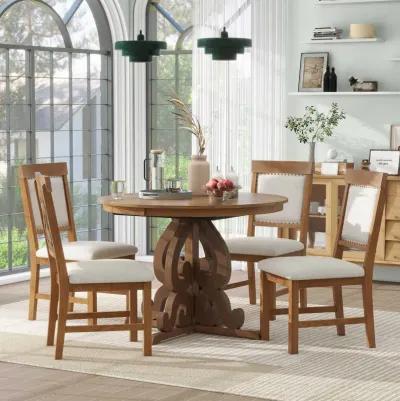 Merax 5-Piece Extendable Table Retro Dining Set