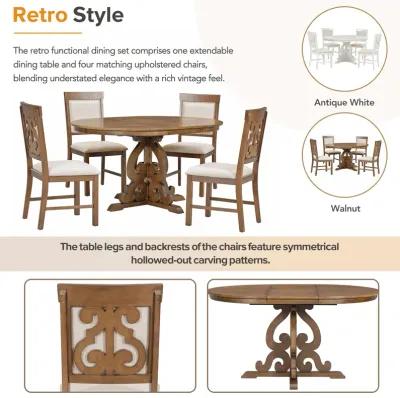 Merax 5-Piece Extendable Table Retro Dining Set