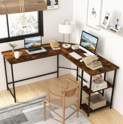 Hivvago L Shaped Computer Desk with 2 Outlets and 2 USB Ports