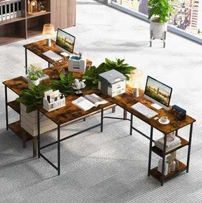 Hivvago L Shaped Computer Desk with 2 Outlets and 2 USB Ports