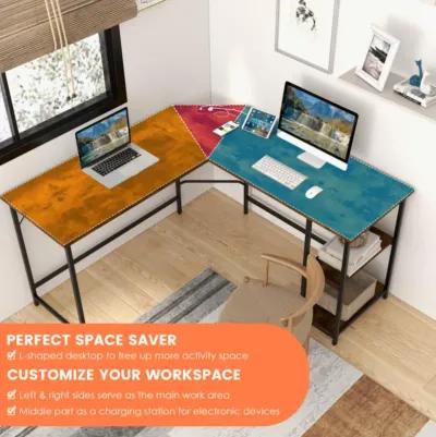 Hivvago L Shaped Computer Desk with 2 Outlets and 2 USB Ports