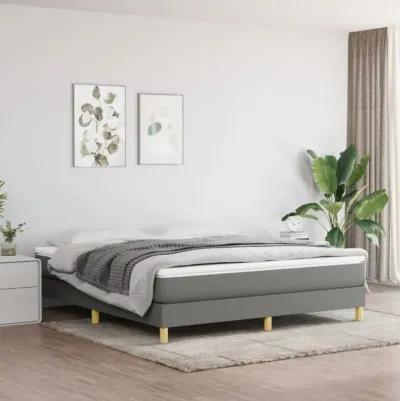 vidaXL California King Fabric Box Spring Bed Frame in Dark Gray, 72"x83.9" - Plywood & Engineered Wood Construction, Modern Design